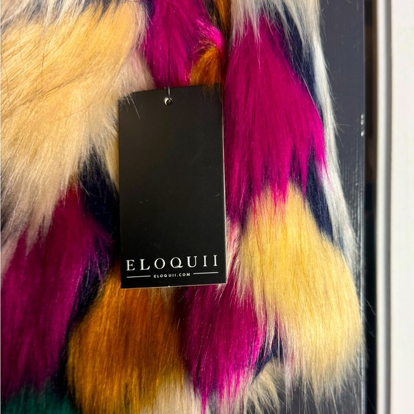 Eloquii Multicolored Faux Fur Jacket, size 18/20 Polyester, Acrylic - Picture 3 of 6